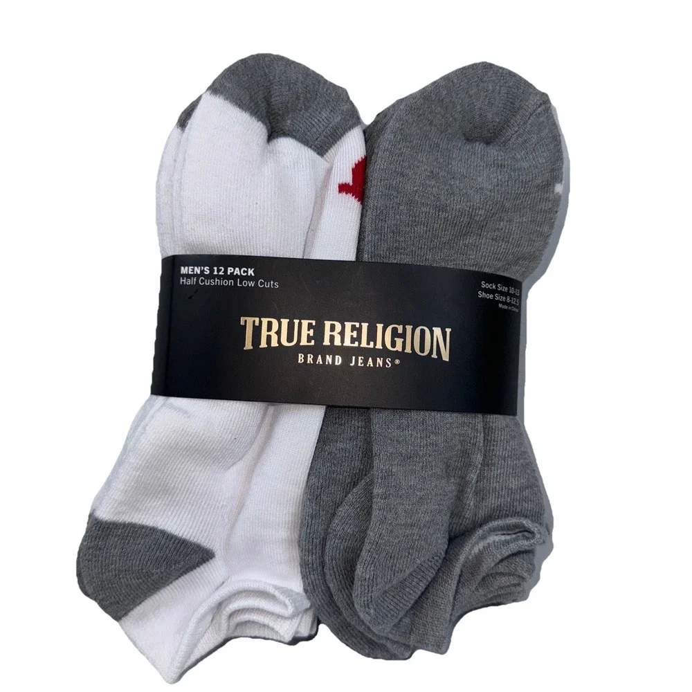 True‎ Religion Men 12 Pack Half Cushion Low Cut Socks Shoe 8-12.5 Sock 10-13 NEW